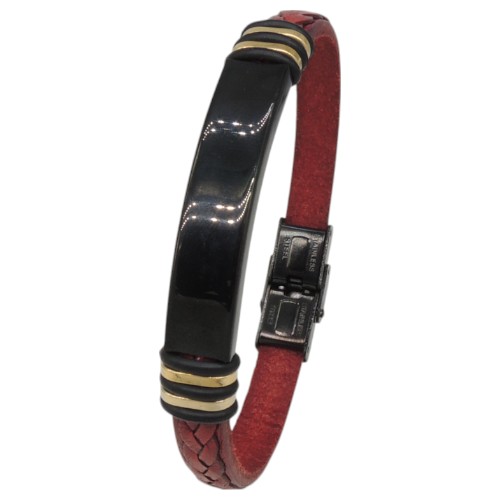 PULSERA I CHAPADO ORO PIELROJA TRENZADA