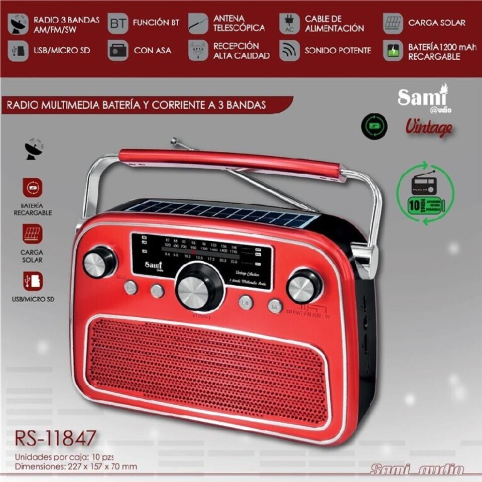 RADIO RETRO ROJA SAMI SOLAR
