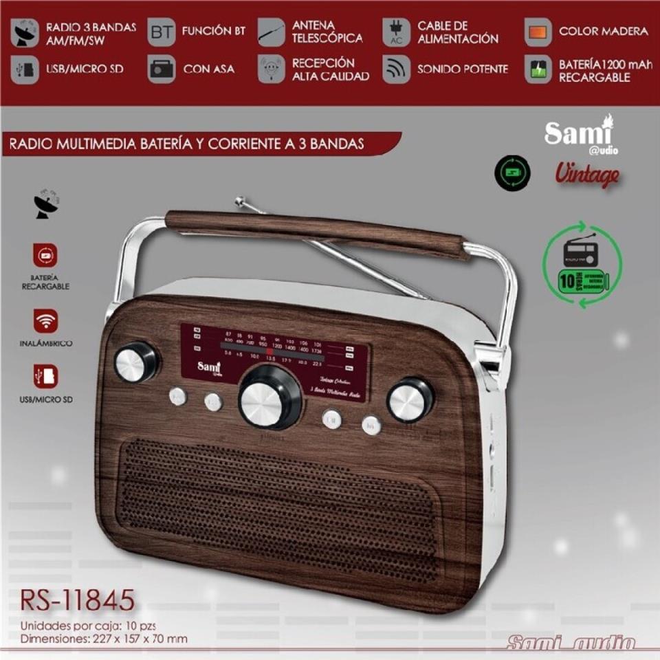 RADIO RETRO SAMI MARRON MADERA 3 BANDAS