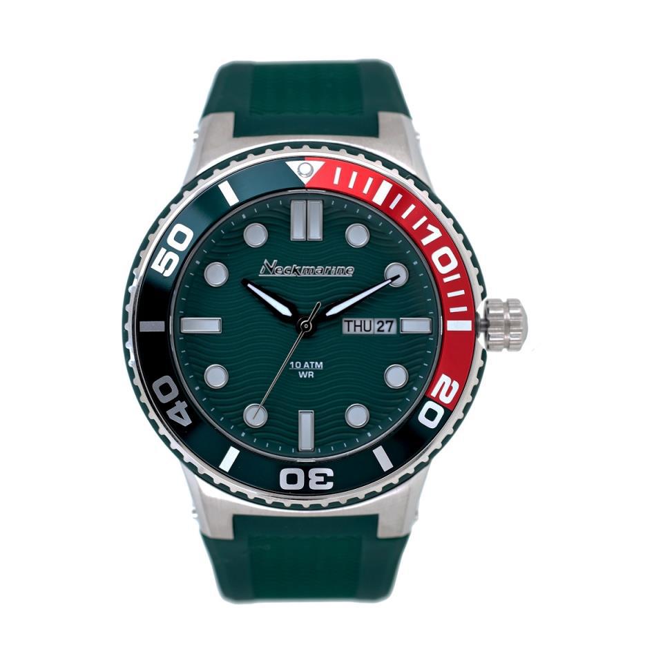 RELOJ NECKMARINE BIG EXTRA GRUESO CAUCHO VERDE
