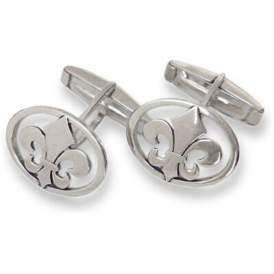 GEMELOS  PLATA OVAL FLOR DE LYS