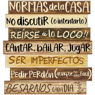 PLACA PARED METAL NORMAS DE LA CASA