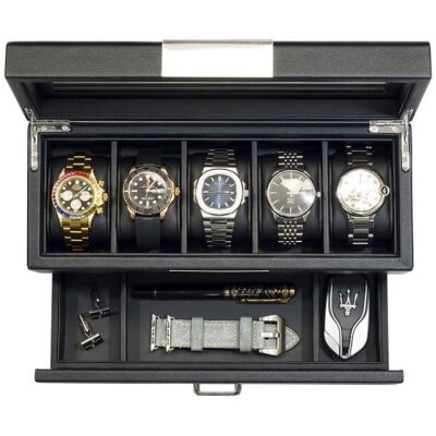 RELOJERO 5 UND    JOYERO CON CAJON PIEL NEGRO 6
