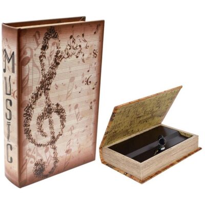 HUCHA CAJA FUERTE LIBRO CLAVE SOL B/N