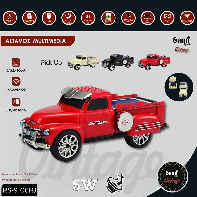 RADIO-ALTAVOZ FURGONETA ROJA VINTAGE