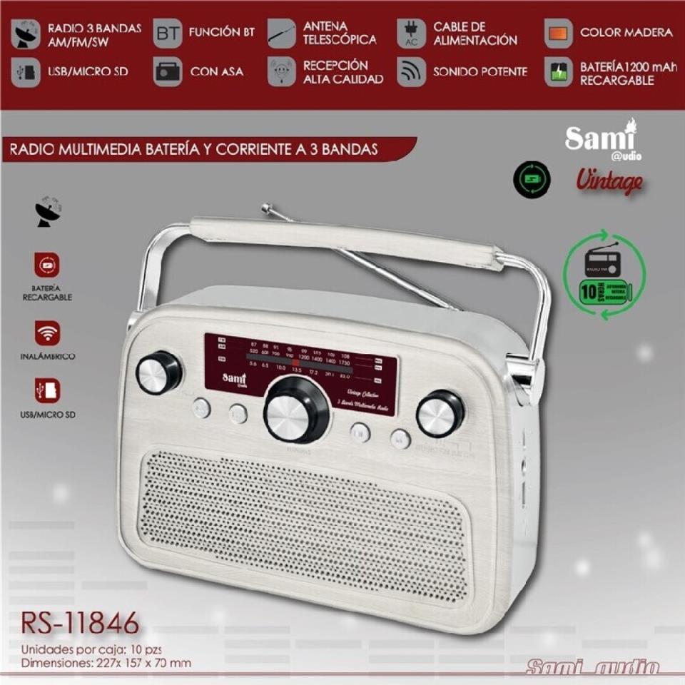 RADIO SAMI CREMA CON MADERA 3 BANDAS