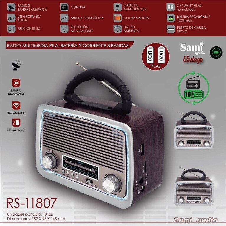 RADIO SAMI VINTAGE SIMIL MADERA CON ASA