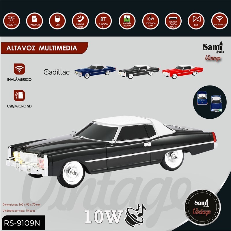 RADIO ALTAVOZ COCHE CADILLAC NEGRO VINTAGE