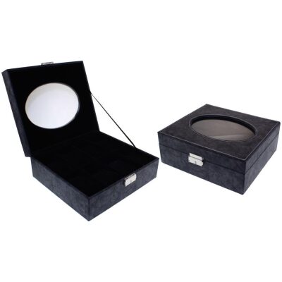 RELOJERO 8 UNID NEGRO CRISTAL OVAL