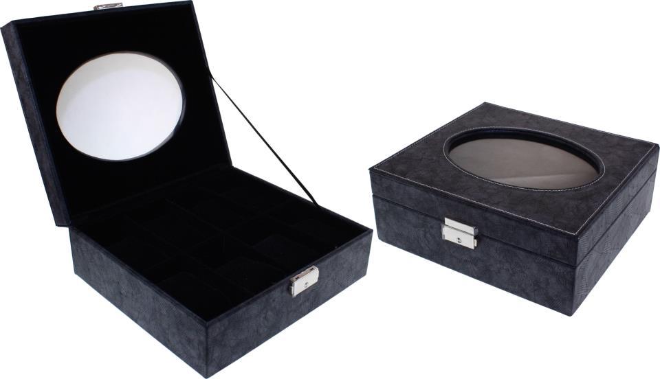 RELOJERO 8 UNID NEGRO CRISTAL OVAL