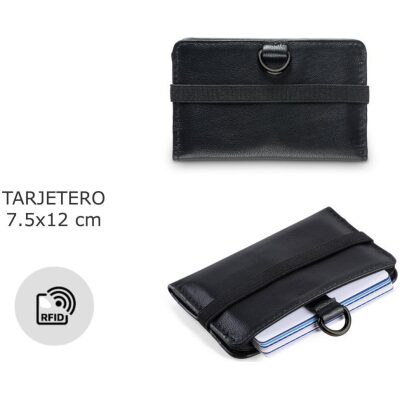 TARJETERO PIEL NEGRA RFID GOMILLA