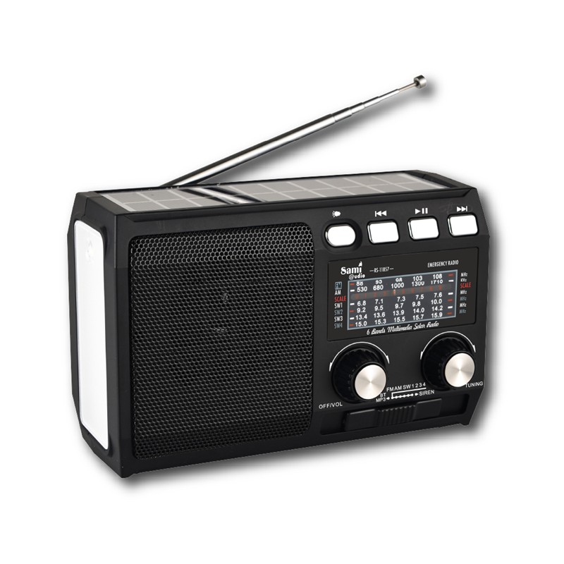RADIO SAMI EMERGENCIA SOLAR DINAMO LINTERNA NEGRA