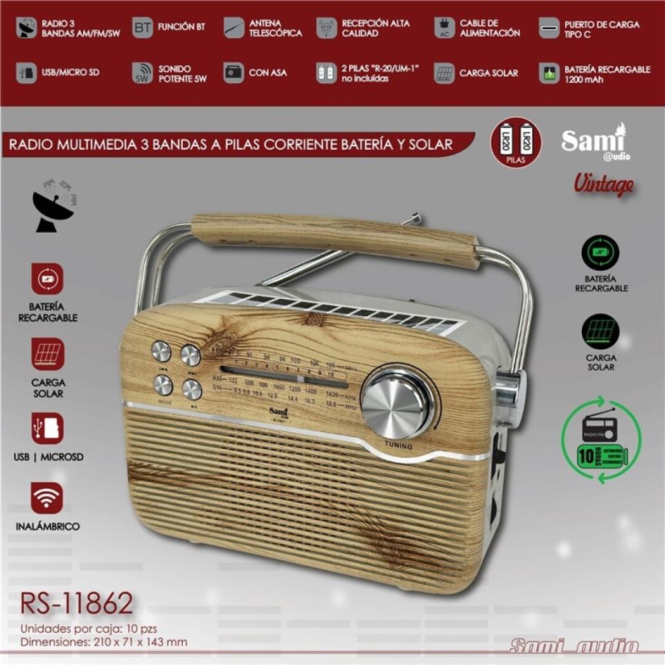 RADIO SAMI SOLAR EFECTO MADERA CON ASA