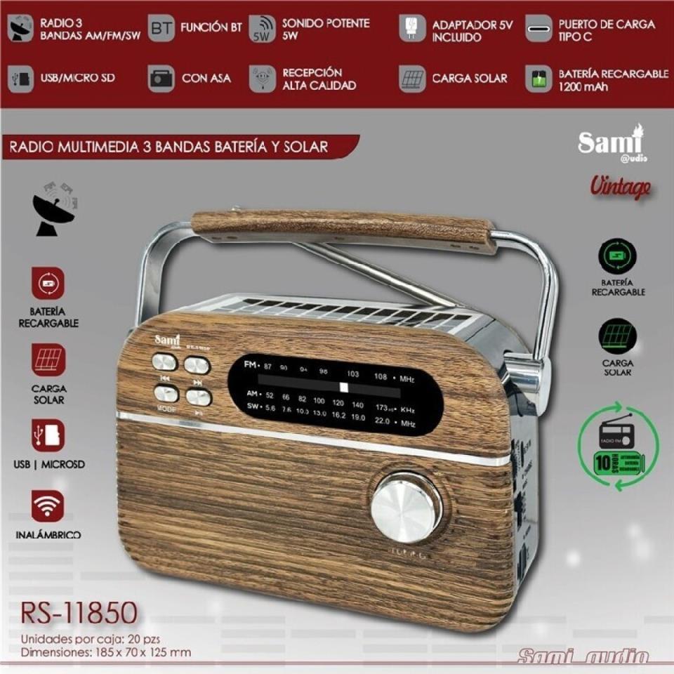 RADIO SOLAR SAMI EFECTO MADERA CON ASA