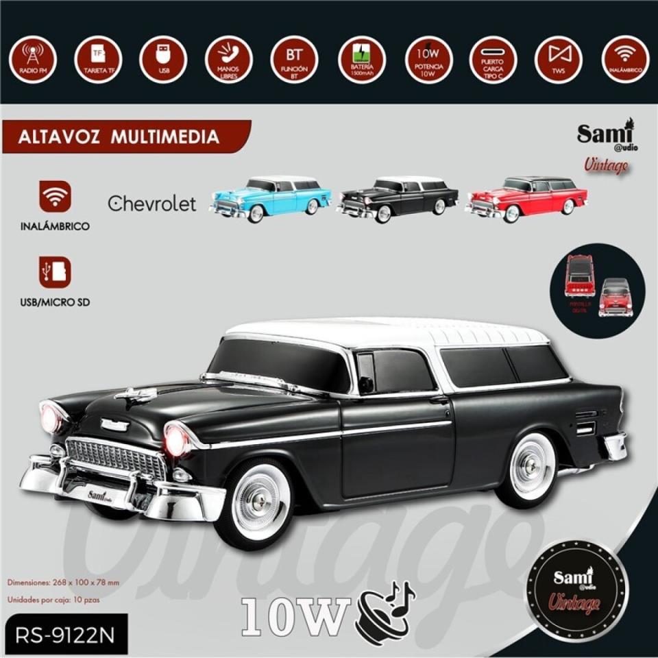 RADIO ALTAVOZ COCHE RETRO CHEVROLET NEGRO