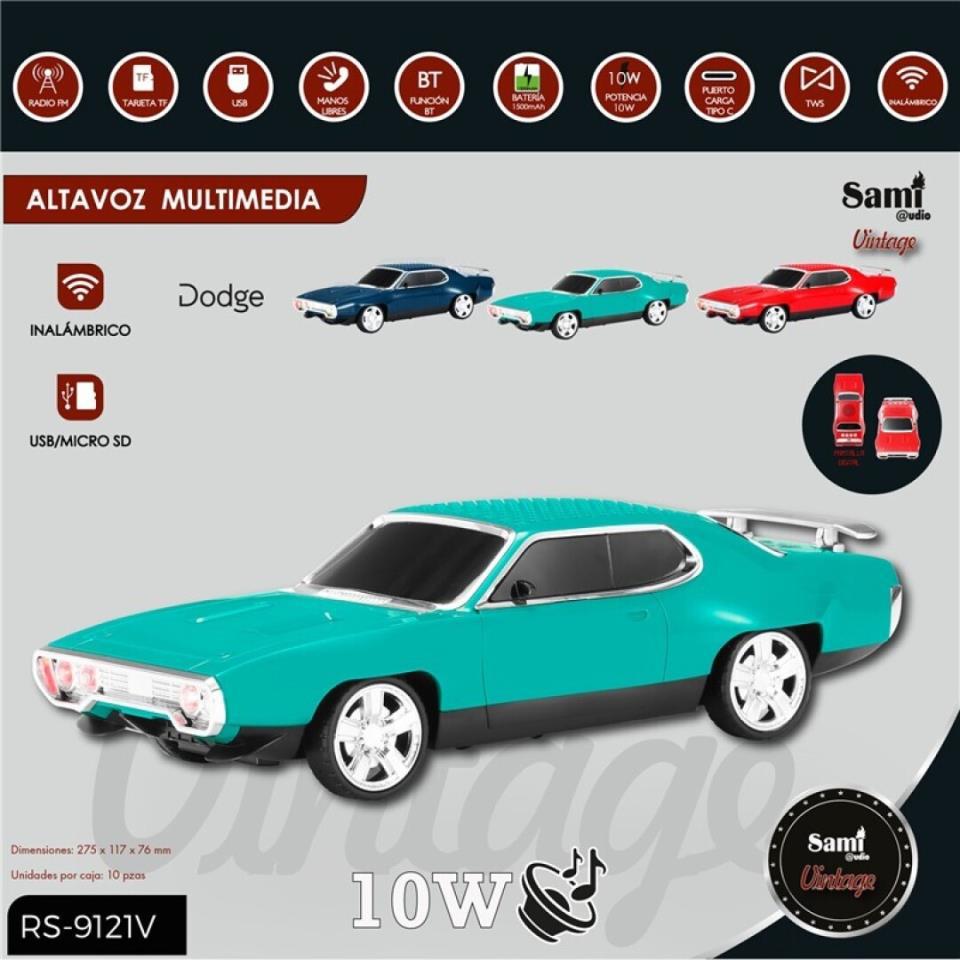 RADIO ALTAVOZ COCHE RETRO DODGE VERDE