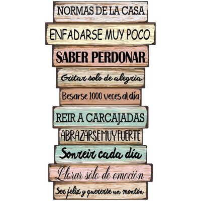 ADORNO PARED TABLAS NORMAS DE CASA