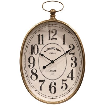 RELOJ PARED DORADO OVALADO CON ALGOLLA