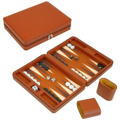 BACKGAMMON SIMIL 25X20 CM  MARRON