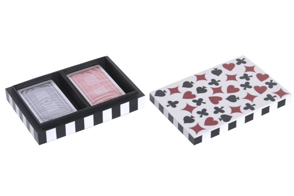 CARTAS DOBLE CAJA RESINA DECORADA SIMBOLO POCKER