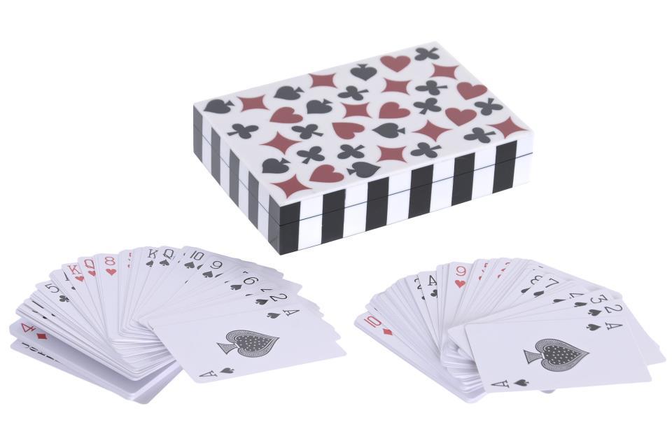 CARTAS DOBLE CAJA RESINA DECORADA SIMBOLO POCKER