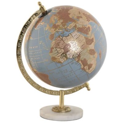 GLOBO TERRAQUEO CELESTE BASE MARMOL