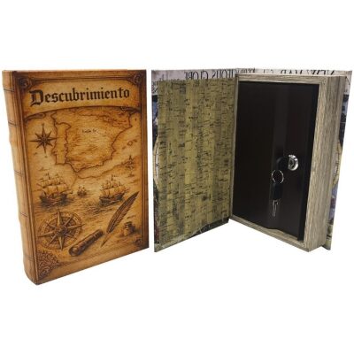 HUCHA CAJA FUERTE LIBRO DESCUBRIMIENTO