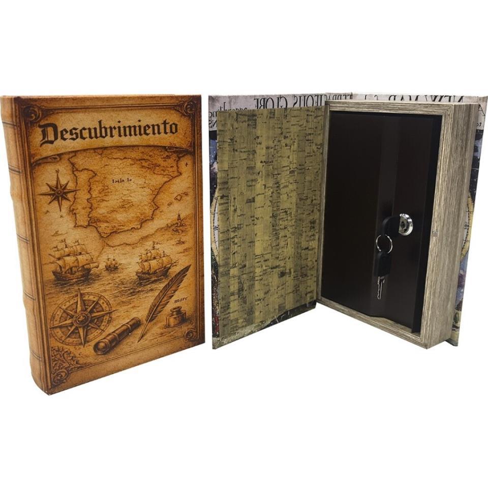 HUCHA CAJA FUERTE LIBRO DESCUBRIMIENTO