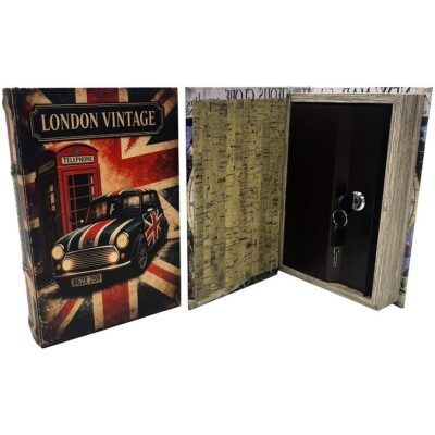 HUCHA CAJA FUERTE LIBRO LONDON VINTAGE