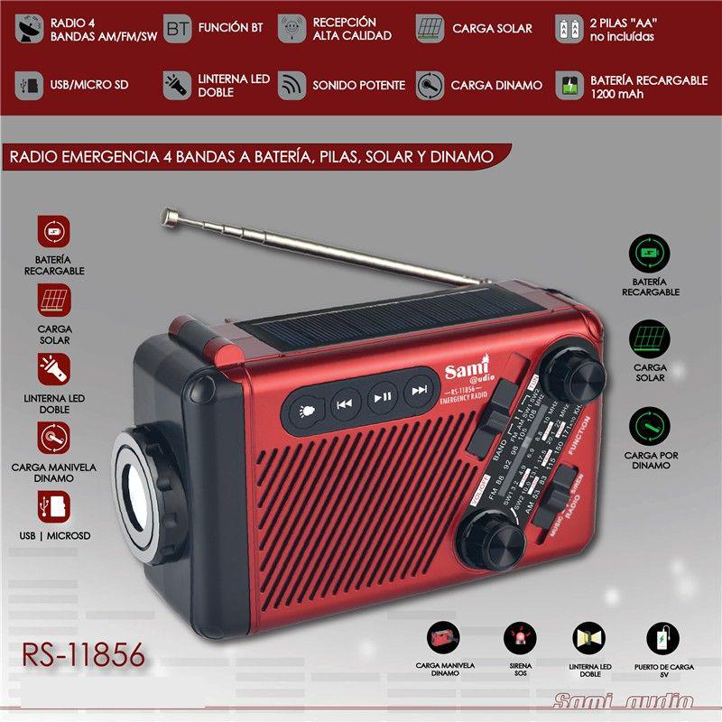 RADIO SAMI ROJA SOLAR LINTERNA 4 BANDAS