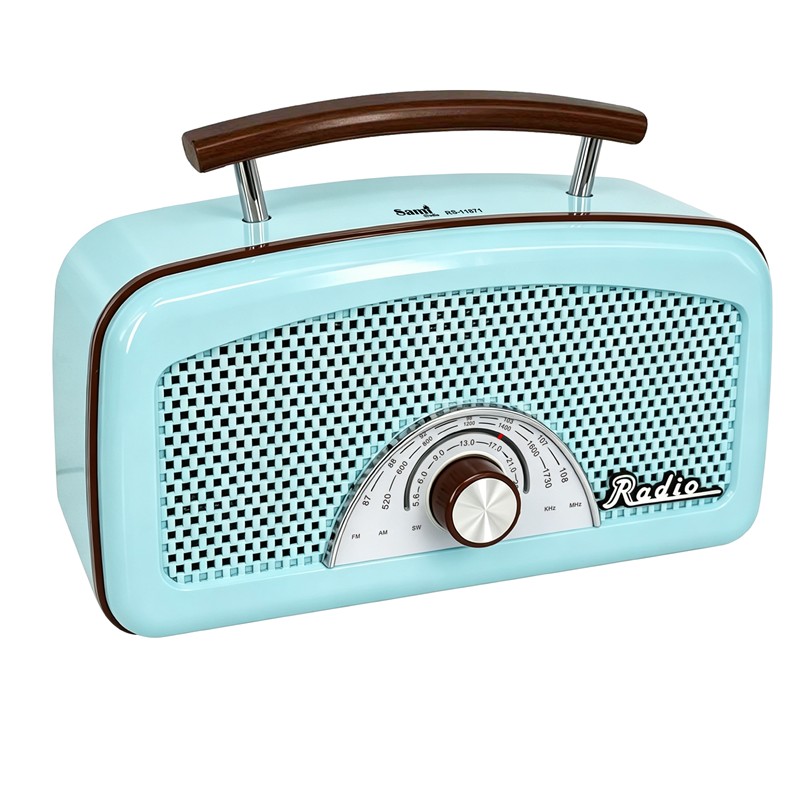 RADIO SAMI VINTAGE TURQUESA ASA RIGIDA MARRON