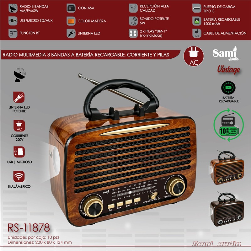 RADIO SAMI VINTAGE LINTERNA MADERA O NEGRA