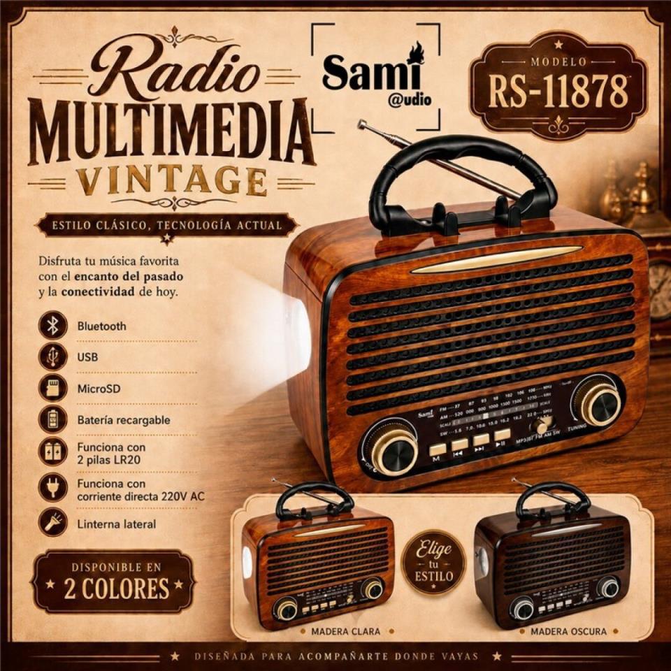 RADIO SAMI VINTAGE LINTERNA MADERA O NEGRA