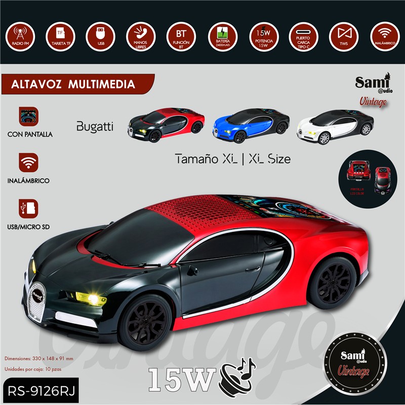RADIO ALTAVOZ BUGATTI ROJO