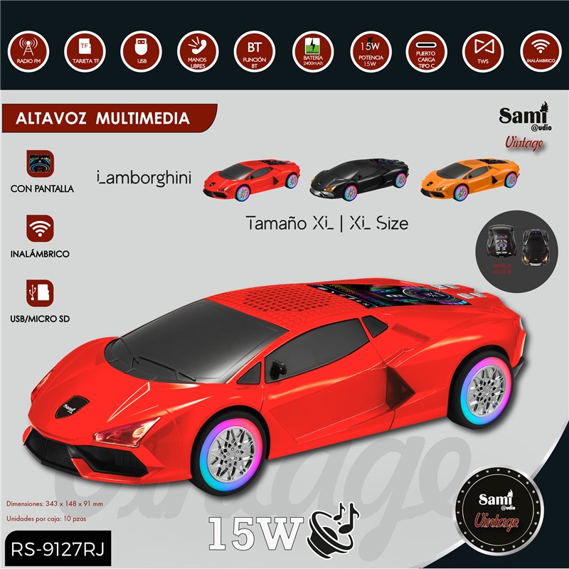 RADIO ALTAVOZ LAMBORCHINI ROJO
