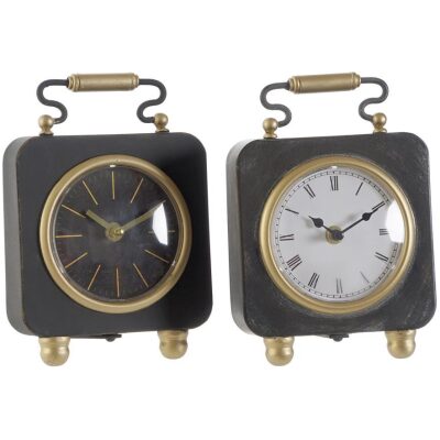 RELOJ MESA CUADRADO METAL CON ASA RETRO 2 COL 