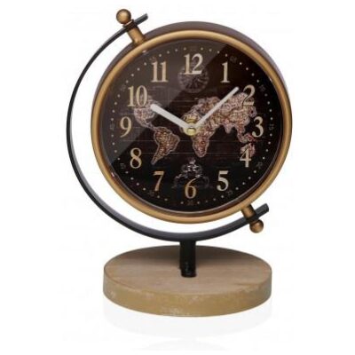 RELOJ MESA MAPAMUNDI BASE MADERA