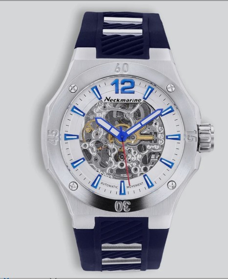 RELOJ NECKMARINE AUTOM CAUCHO AZUL MAQUINARIA VIS