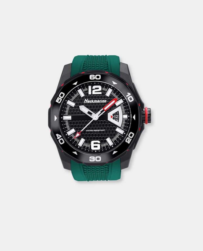 RELOJ NECKMARINE CAUCHO VERDE ESF NEGRA