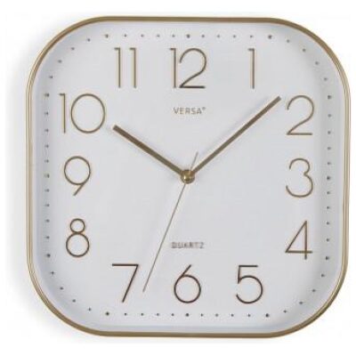 RELOJ PARED 30 CM  VERSA CUADRADO DORADO
