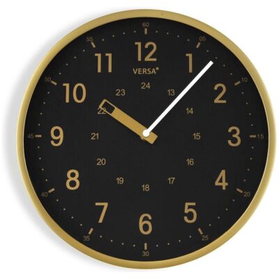 RELOJ PARED 30 CM  VERSA DORADO ESF  NEGRA