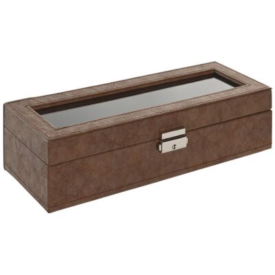 RELOJERO 06 UNID  MARRON TAPA CRISTAL