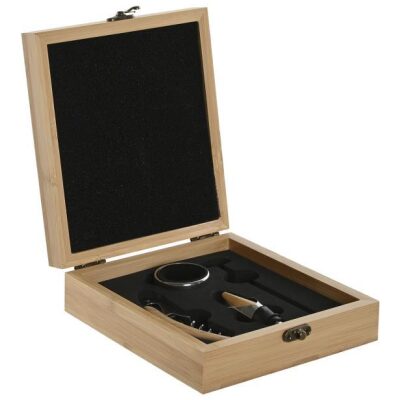SET VINOS CAJA BAMBU 4 PZAS