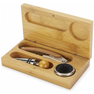 SET VINOS CAJA BAMBU RECTANGULAR 3 PZAS